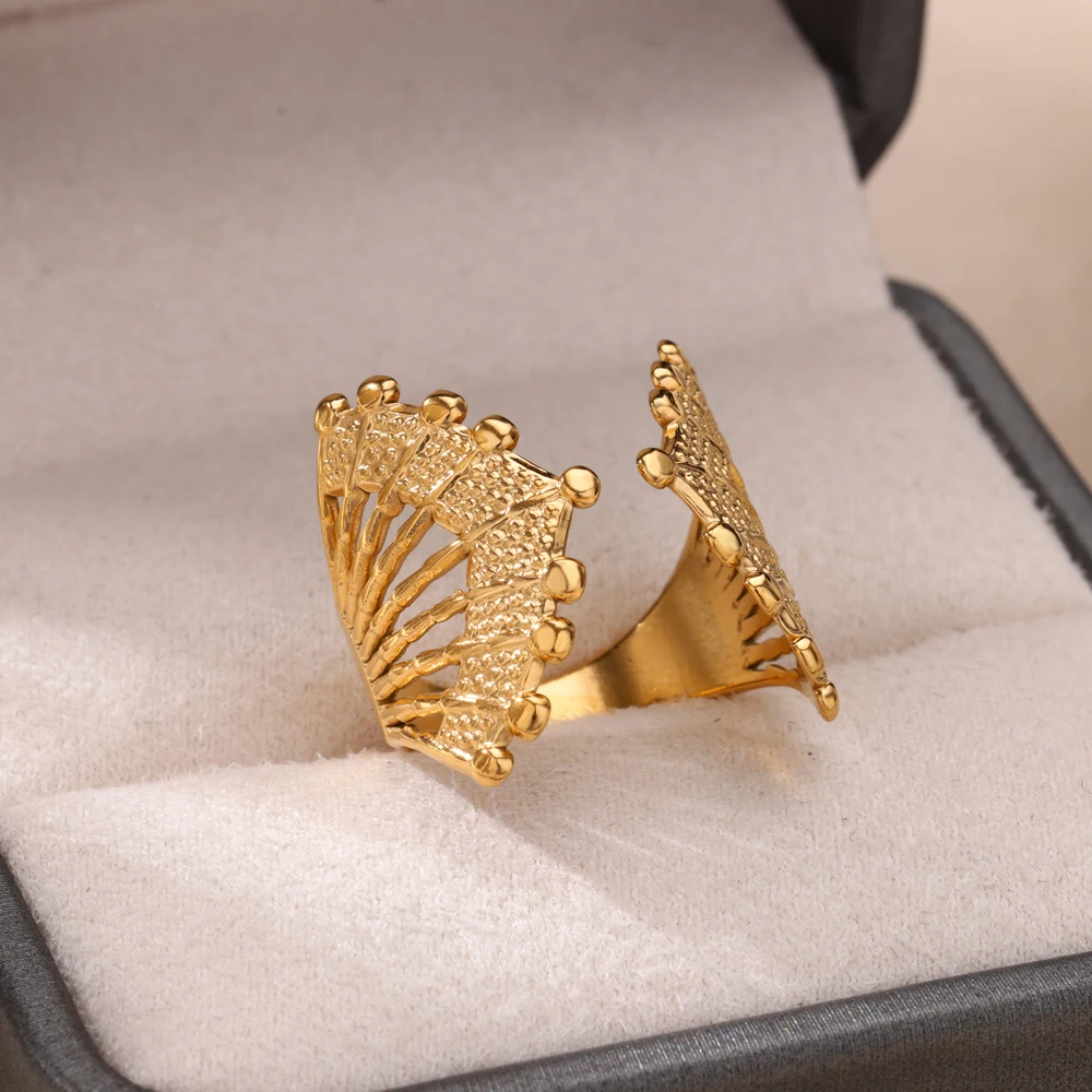 Crab Shape Rings for Women Opening Stainless Steel Ring Shell Ocean Element Couple Wedding Band Aesthetic Jewelry anillos mujer