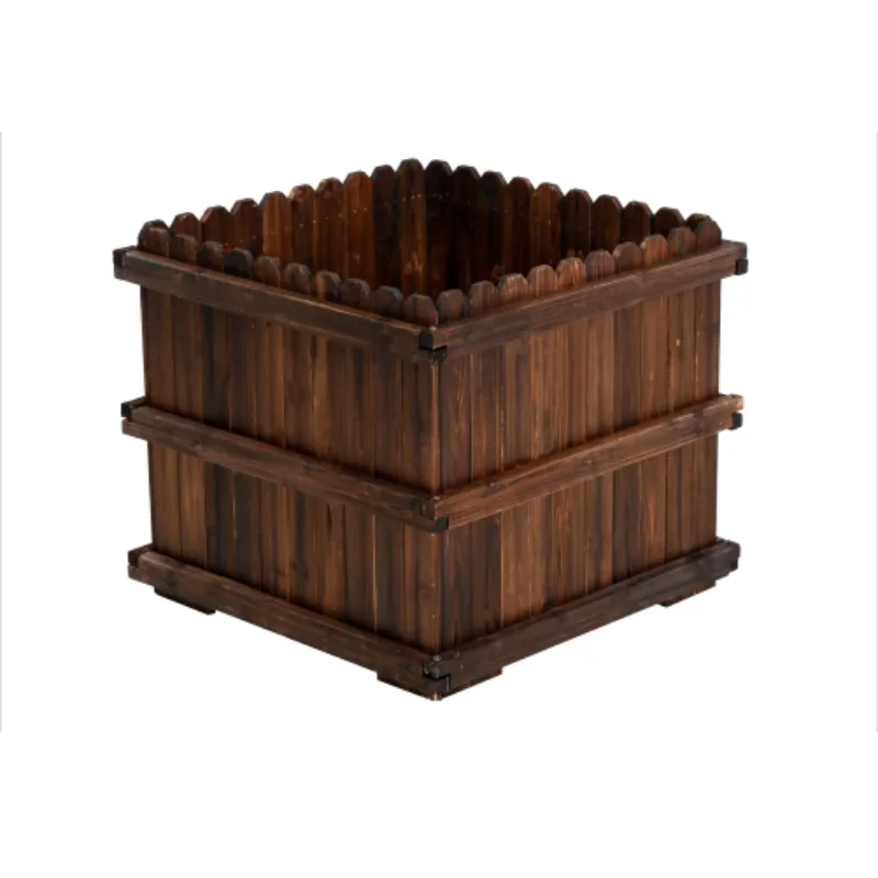 Antiseptic wood flower bed Municipal box Road landscape pot Garden outdoor partition