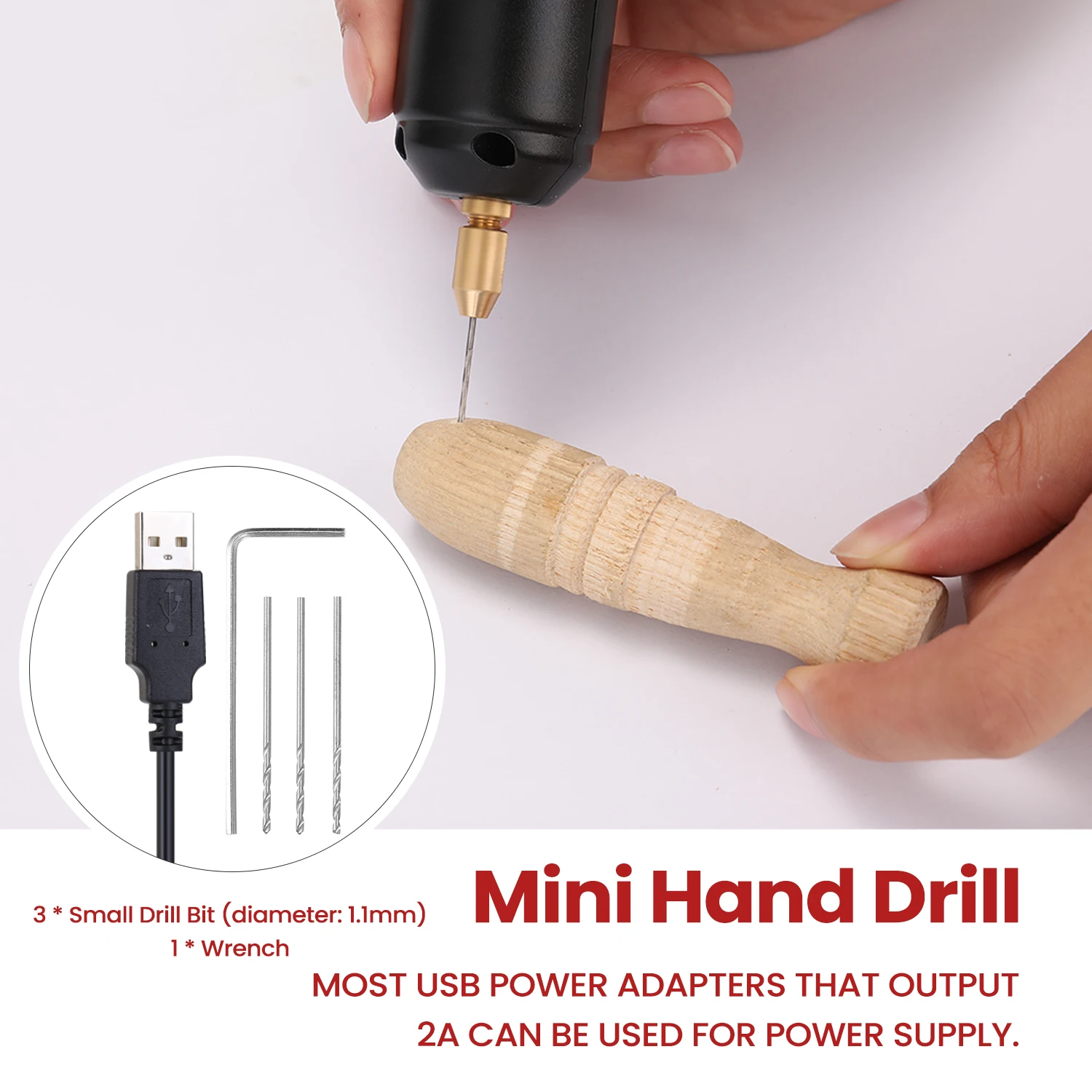 Handheld Electric Drill -U36 Mini Handheld Electric Drill USB Puncher 5V Power Small Grinding Tool for Jewelry Pearl Resin DIY