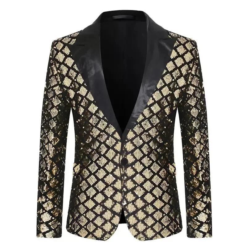 Spring Autumn Men's Suit Jacket Women Stage Banquet Hosting Party Diamond Sequined Blazer Vintage Fashion Full Dress Coat