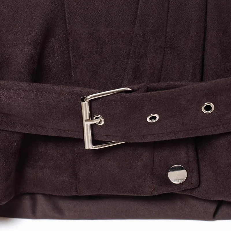 HKSH Frühling Herbst Neue Frauen Jacke drehen-unten Kragen Zipper Tasche Schärpen Taille Cinching Persönlichkeit Streetwear Ins Mantel HK11354