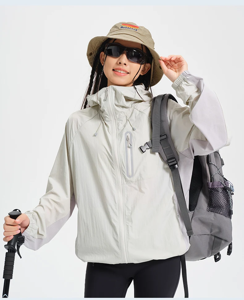 Women's Lightweight Hooded Hiking Jacket for Outdoor Layering