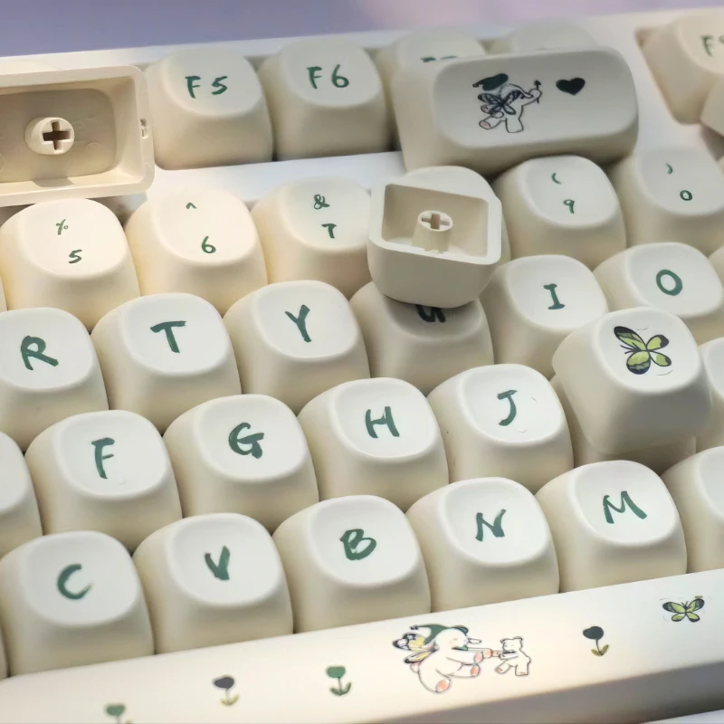 

MiFuny милый медведь круглый Keycap Kawaii 125Key PBT термосублимация MOA профиль игры Keycaps для механических клавиатур аксессуары