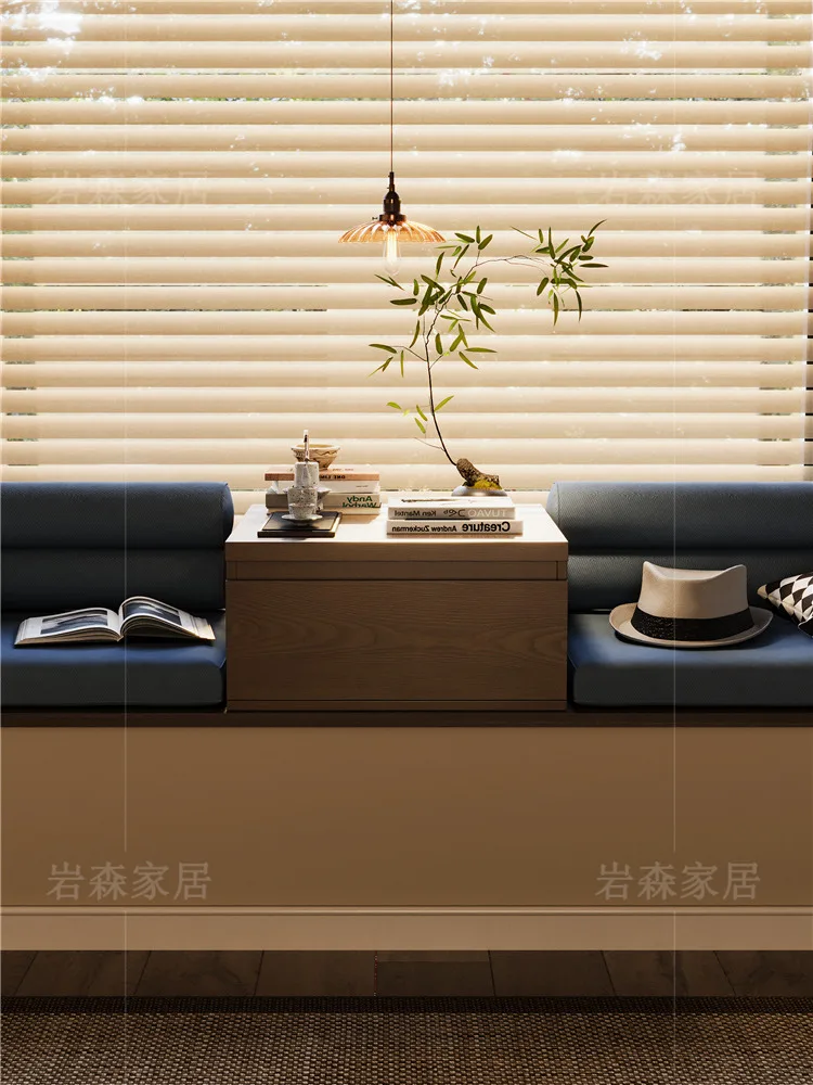 Solid wood bay window, locker, window sill, small table, antique desk storage, integrated custom low cabinet