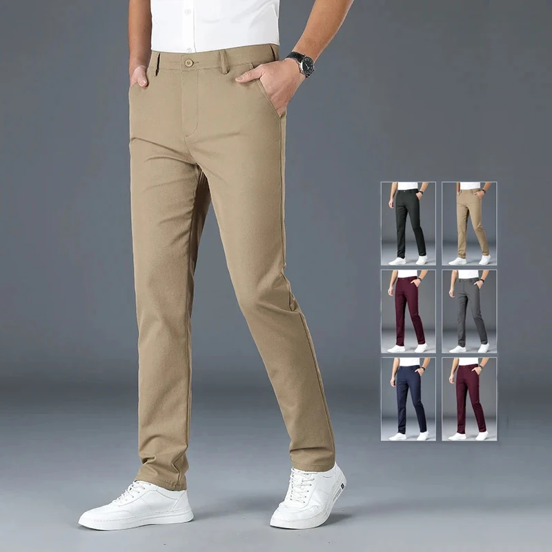 

Spring Autumn Men's Business Casual Pants Fashion Office Work Solid Color Male Clothing Brand Trousers Large Size 38 40