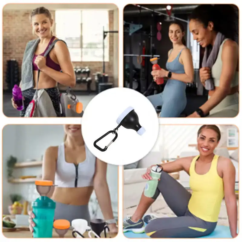 Portable Protein Powder Container with Carabiner Leak Proof Supplement Bottle with Reinforced Cap & Keychain for Travel