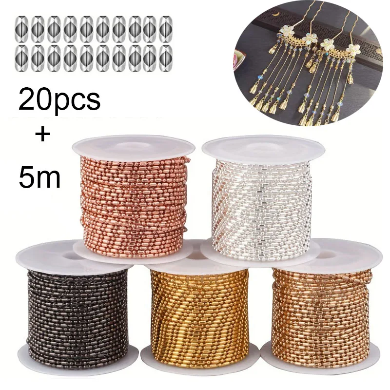 1roll 5M/196IN Tassel Bamboo Chain Alloy Bead Chain For DIY Bracelet Necklace Jewelry Making Chain Accessories