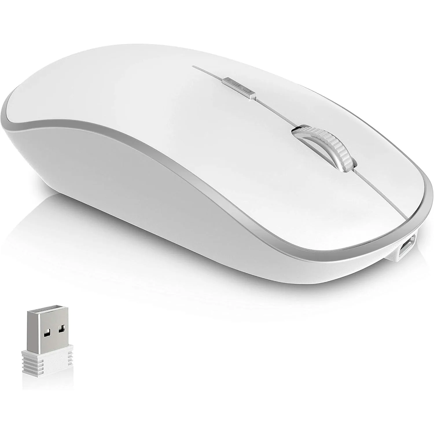 

2.4G Rechargeable Wireless Mouse，With USB Receiver，3 Adjustable DPI Receiver for PC Laptop Macbook Blue, pink, silver 、black