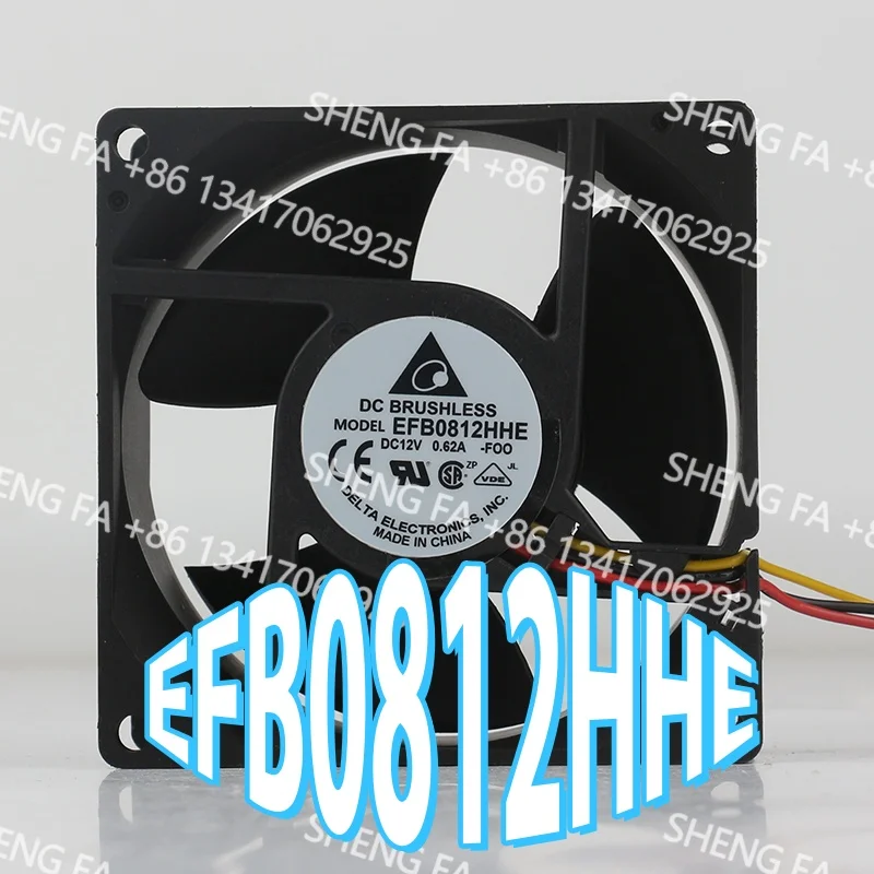 cooling fan EFB0812HHE speed measurement ball bearing inverter three-wire AC EC 8038 80X80X38MM 8CM Delta 5V 24V 48V DC12V 0.62A