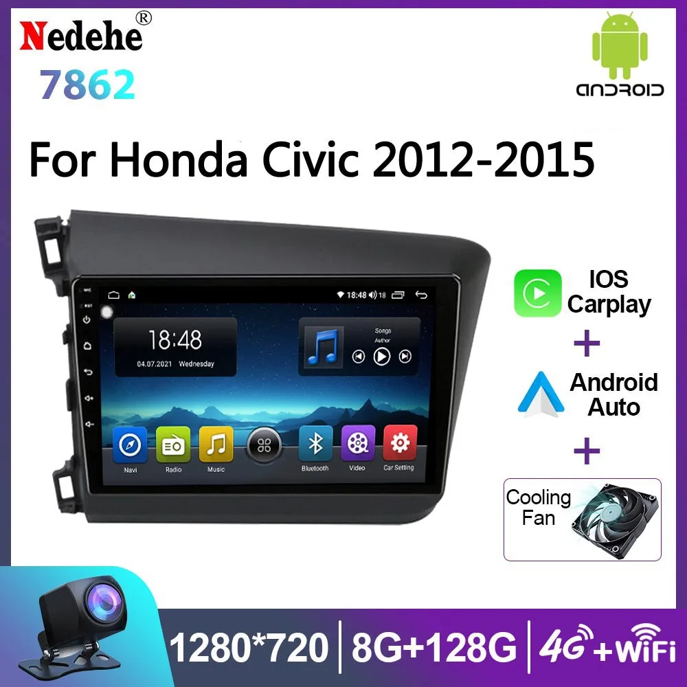 

2 Din Android 12 Car Radio for Honda Civic 2012 2013 2014 2015 Multimedia Player Carplay Stereo GPS Head Unit HD Screen Wifi 4G