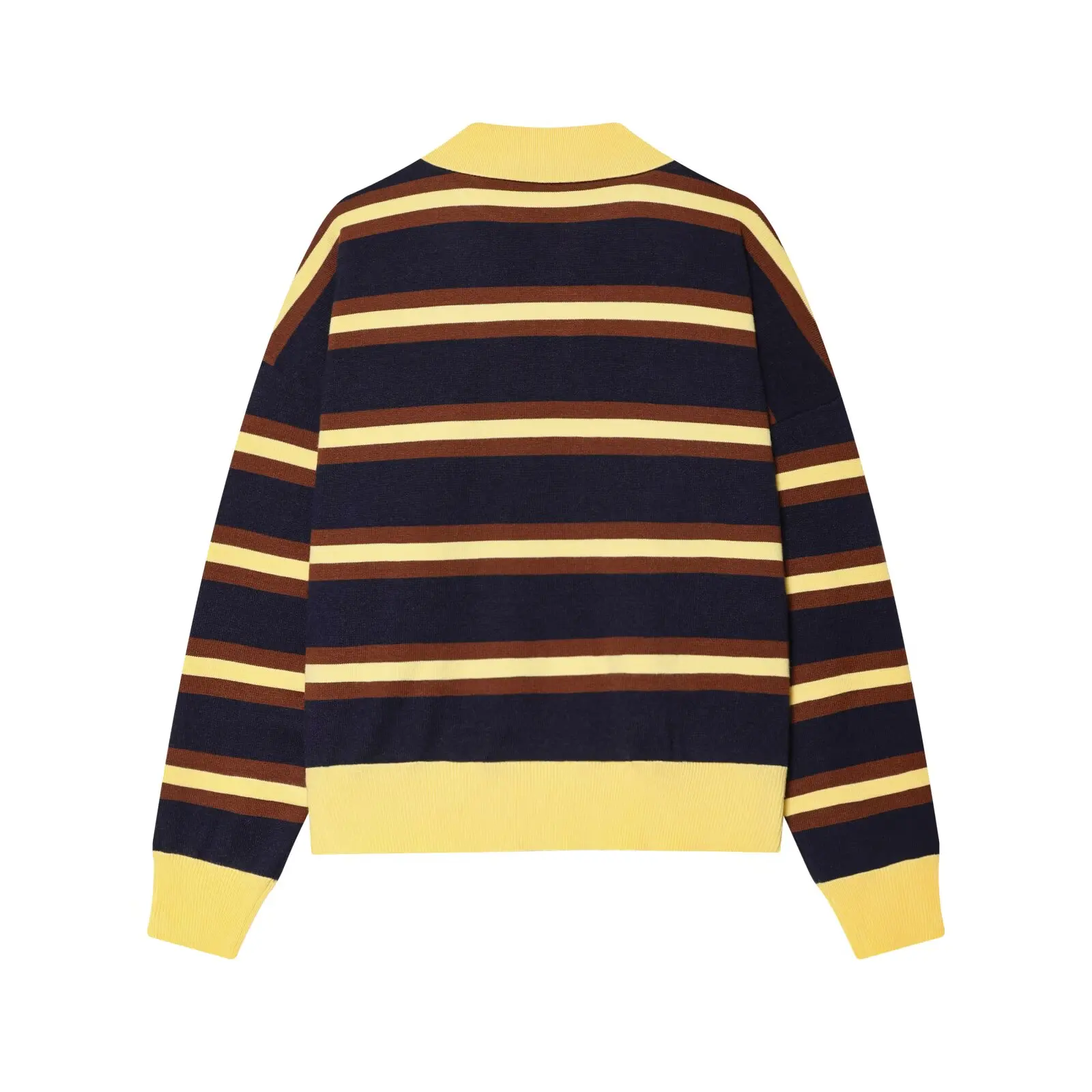 المرأة مخطط بولو طوق متماسكة سترة متعدد الألوان كبيرة الحجم 2025 عادية Perppy المرأة قمة الموضة شيك سيدة البلوز #5