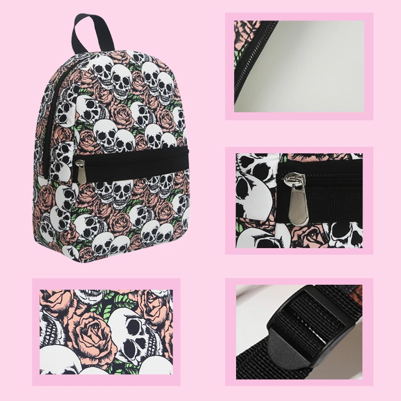 Mochila de nailon con Calavera, bolsa de almacenamiento de gran capacidad, bolsa organizadora para viajes diarios, puede contener libros, tazas de agua, ropa