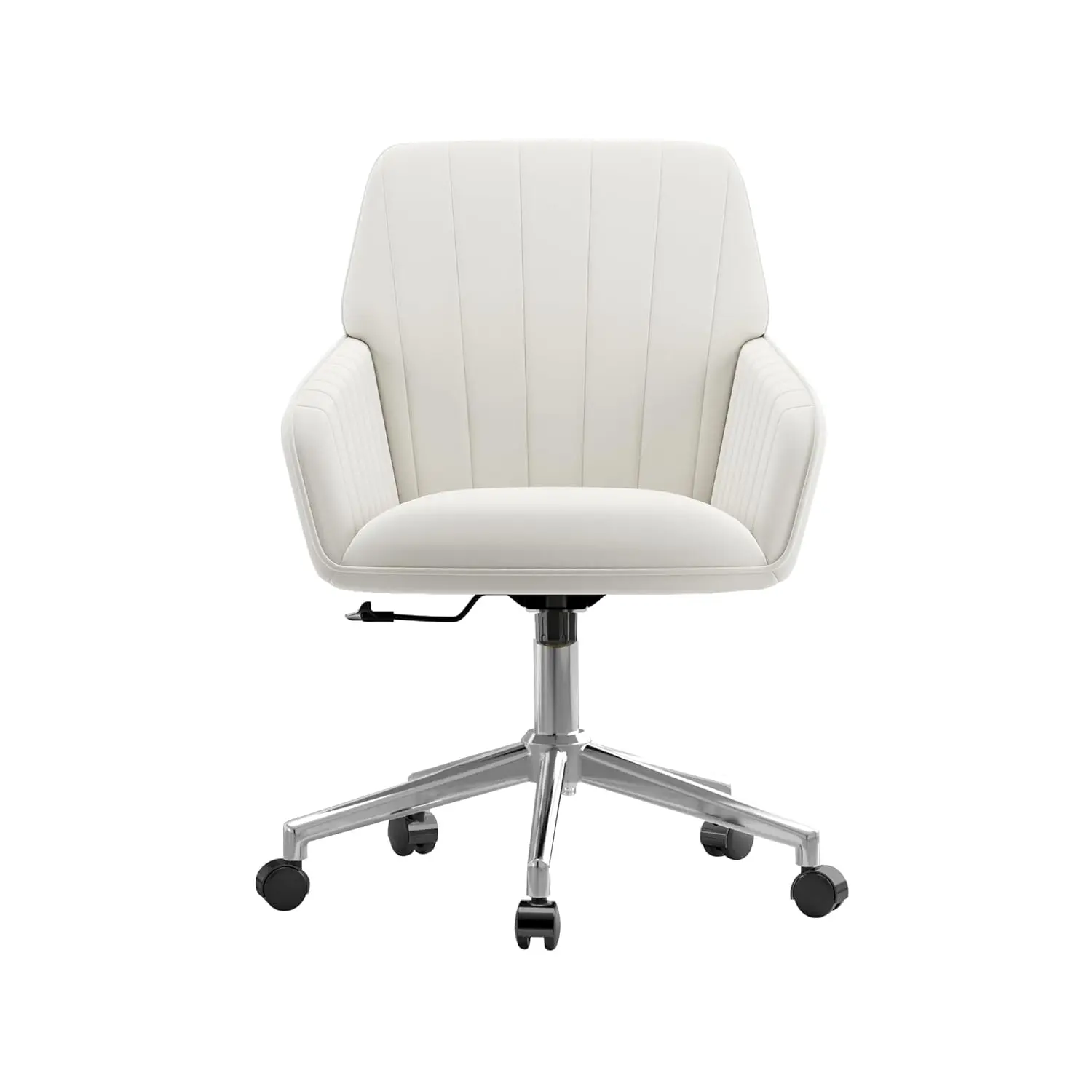 

Office Desk Chair with Silver Base, with Wheels,Modern Height Adjustable 360 Degree Swivel Upholstered Vanity Chairs with
