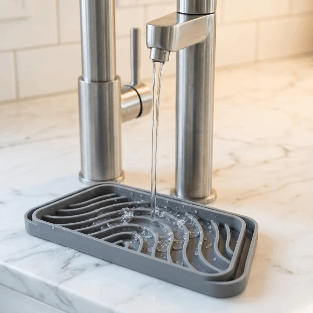 Silicone Refrigerator Drip Tray Catcher Raised Grooves Cuttable Spills Water Pad Eco-Friendly Spills Prevention