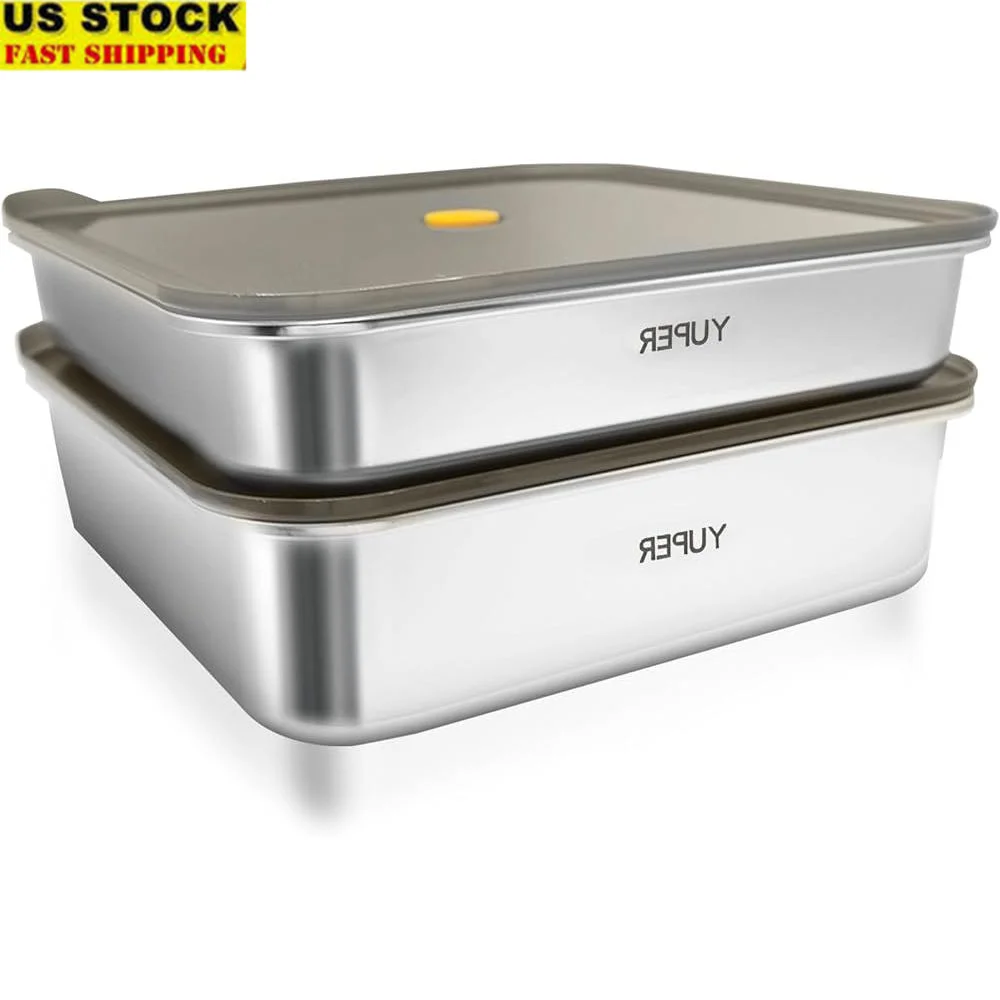 Stainless Steel Food Containers with Vacuum Lids Leak Proof Meal Prep Storage Deli Fruits Vegetables Refrigerator Use