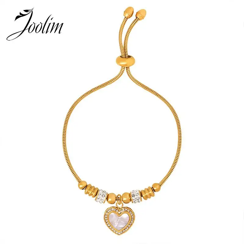 

Joolim Jewelry Wholesale High End PVD Dainty Statement Luxury Zirconia Eye Pendant Adjustable Stainless Steel Bracelet for Women