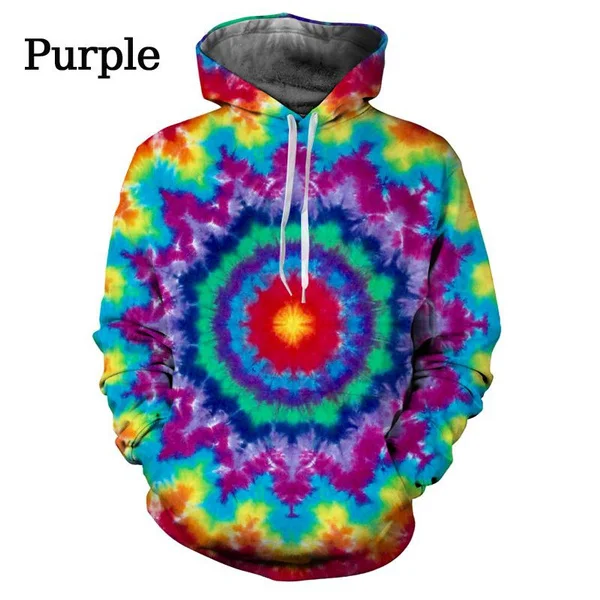 2022 New Colorful Tie Dye Graphic Print 3D Vertigo Hypnotic Hoodie Unisex Fashion Crew Neck Sweatshirt XS-5XL