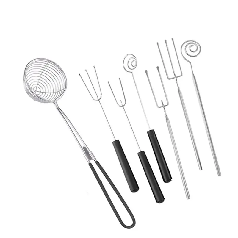 ABUG-7Pcs Chocolate Dipping Tools Set, Stainless Steel Candy Dipping Forks And Swirl Dippers For Pastry Chef Desserts