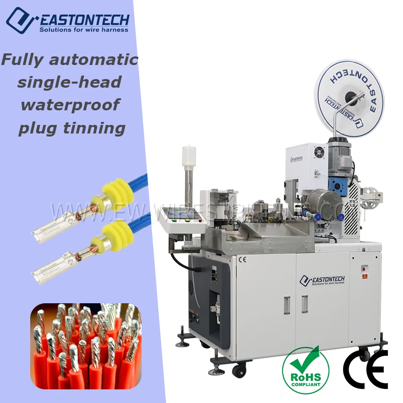 EW-8815 Fully Automated Single-Head Tinning & Crimping Machine For Industrial Cables With Waterproof Grommet Insertion