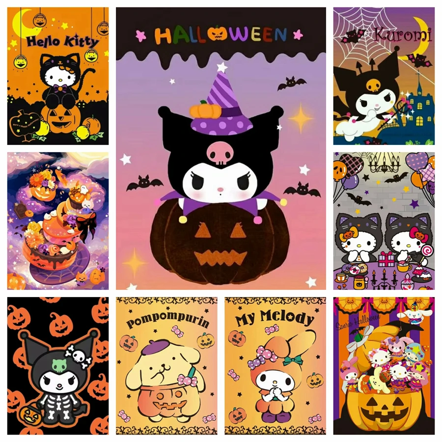 Sanrio Hello Halloween Kuromi Kawaii 5D DIY Art AB Diamond Painting Puzzle Full Cross Stitch Mosaic Embroidery Garden Decor