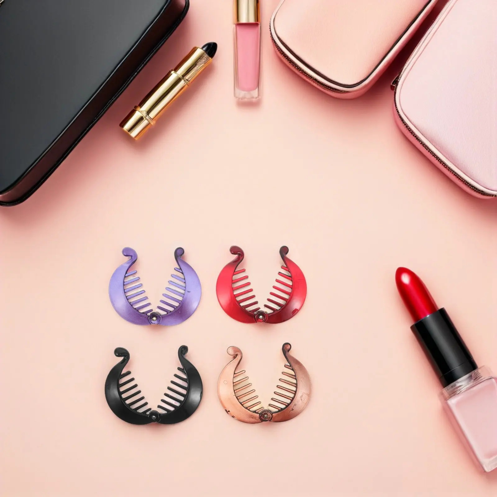 

Набор из 4 заколок-бананов для укладки густых и тонких вьющихся волос, винтажные заколки-рыбки, аксессуары для женщин