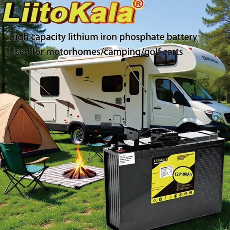 LiitoKala  Lifepo4 Battery 12V180Ah with 150A BMS for RV Xenon Light Solar Energy Storage Inverter