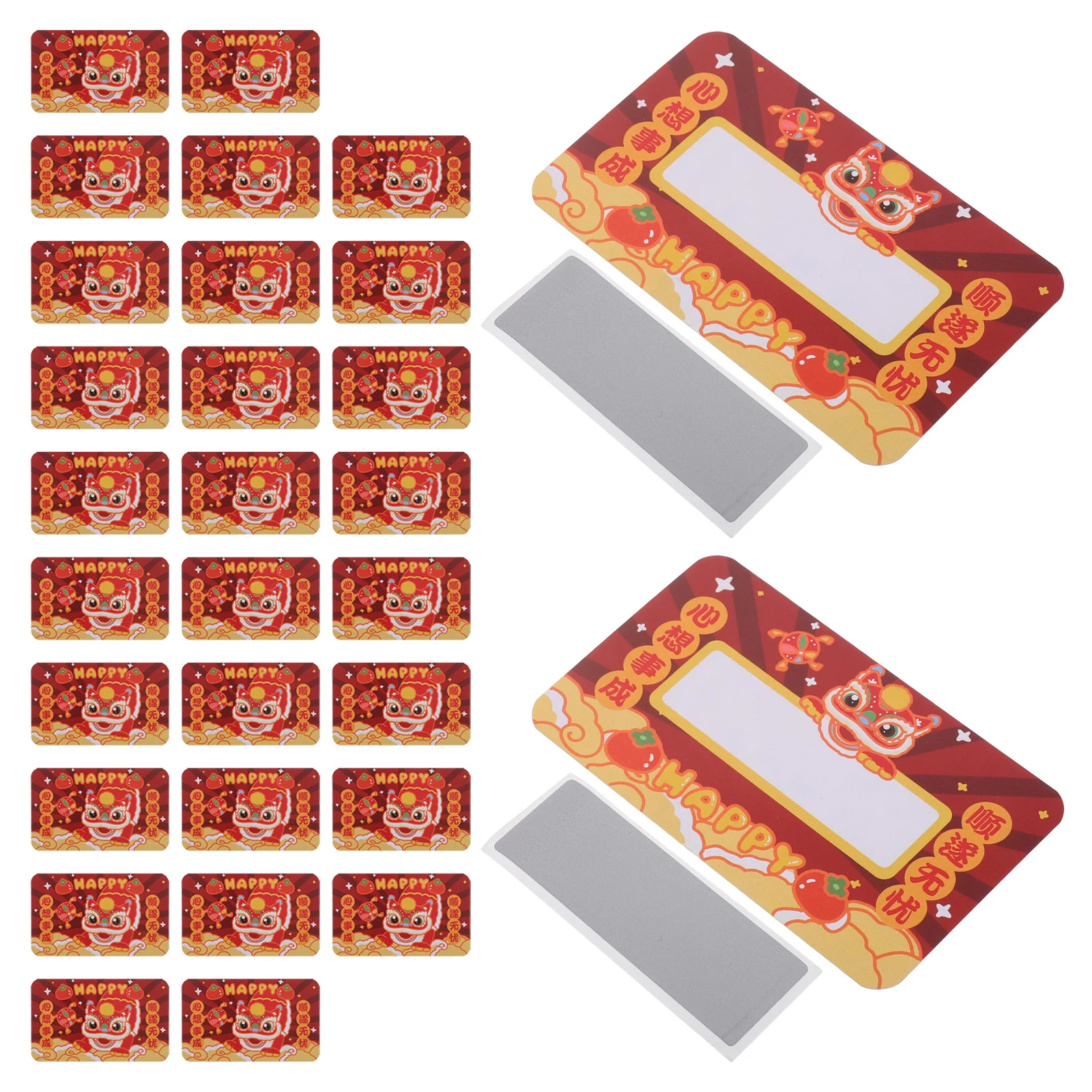

30Pcs Gift Card Scratch Off Cards for Chinese New Year Party Favors Lunar Celebration Game with Chinese Elements Fun