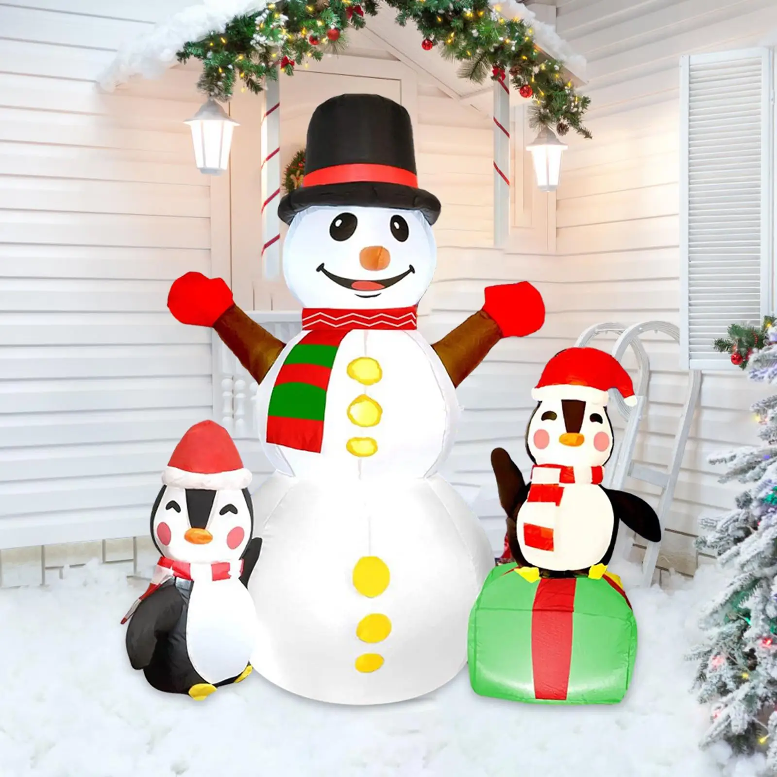 

Рождественский надувной снеговик, новинка, светящийся реквизит, высота 1,8 м, рождественское надувное украшение для вечеринки, снаружи двора, сада, патио