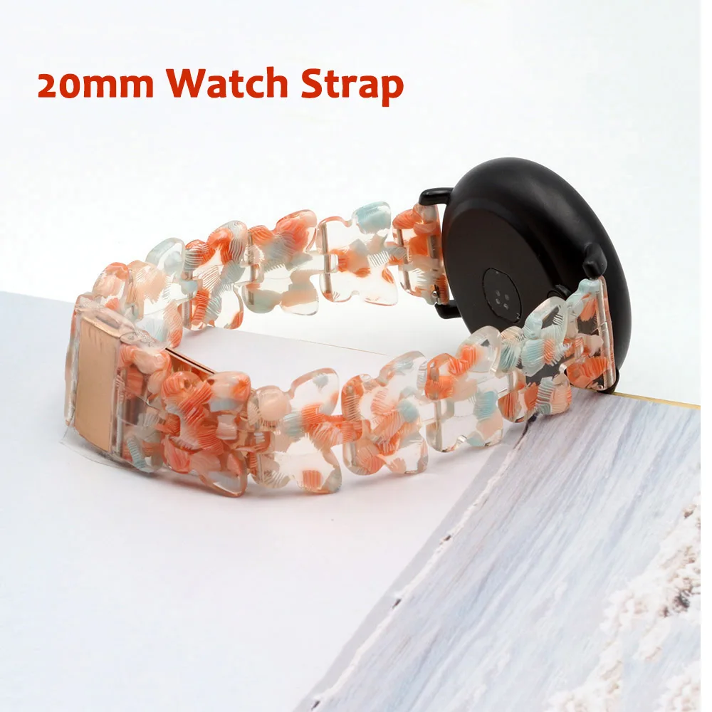 Resin Band for Galaxy Watch 7/6/ 5/ FE Wristband Bracelet 20mm Watchband for Samsung Watch 4/ Active 2 Strap Korea Fashion Style