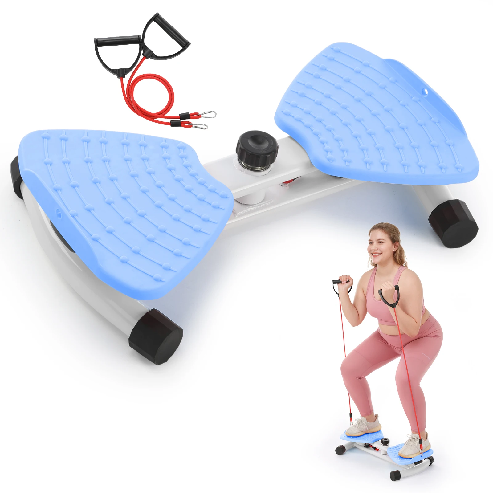 Plateforme de torsion de la taille KeHot avec bandes de résistance, machine d'exercice de torsion de la taille, capacité de 150 kg, disque de torsion de fitness à cadre métallique, équipement d'entraînement du tronc pour la maison, bleu