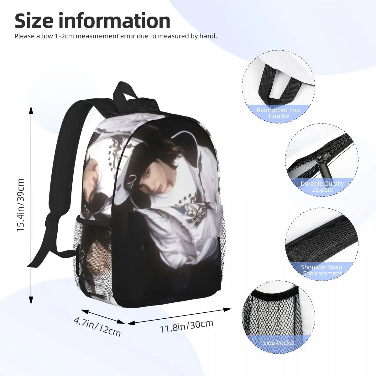 Tokio Hotel Tom Kaulitz Music Band Backpack Daypack Large Capacity Boys Girls BookBag Shoulder Bags for Men Women School Bag