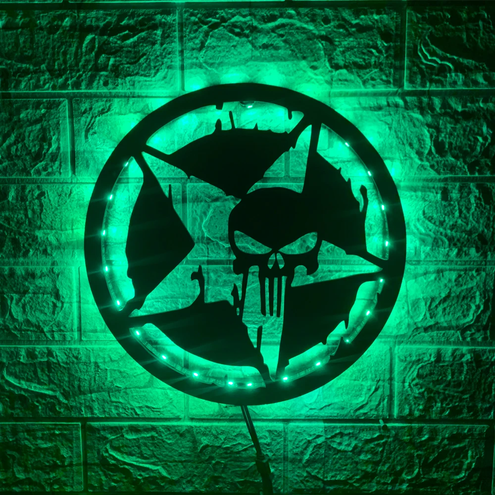 ZK50 Modern Cool Luminous Color-Changing Skull Color-Changing LED Wall Lamp USB Hanging Background Wall Decoration Night Light