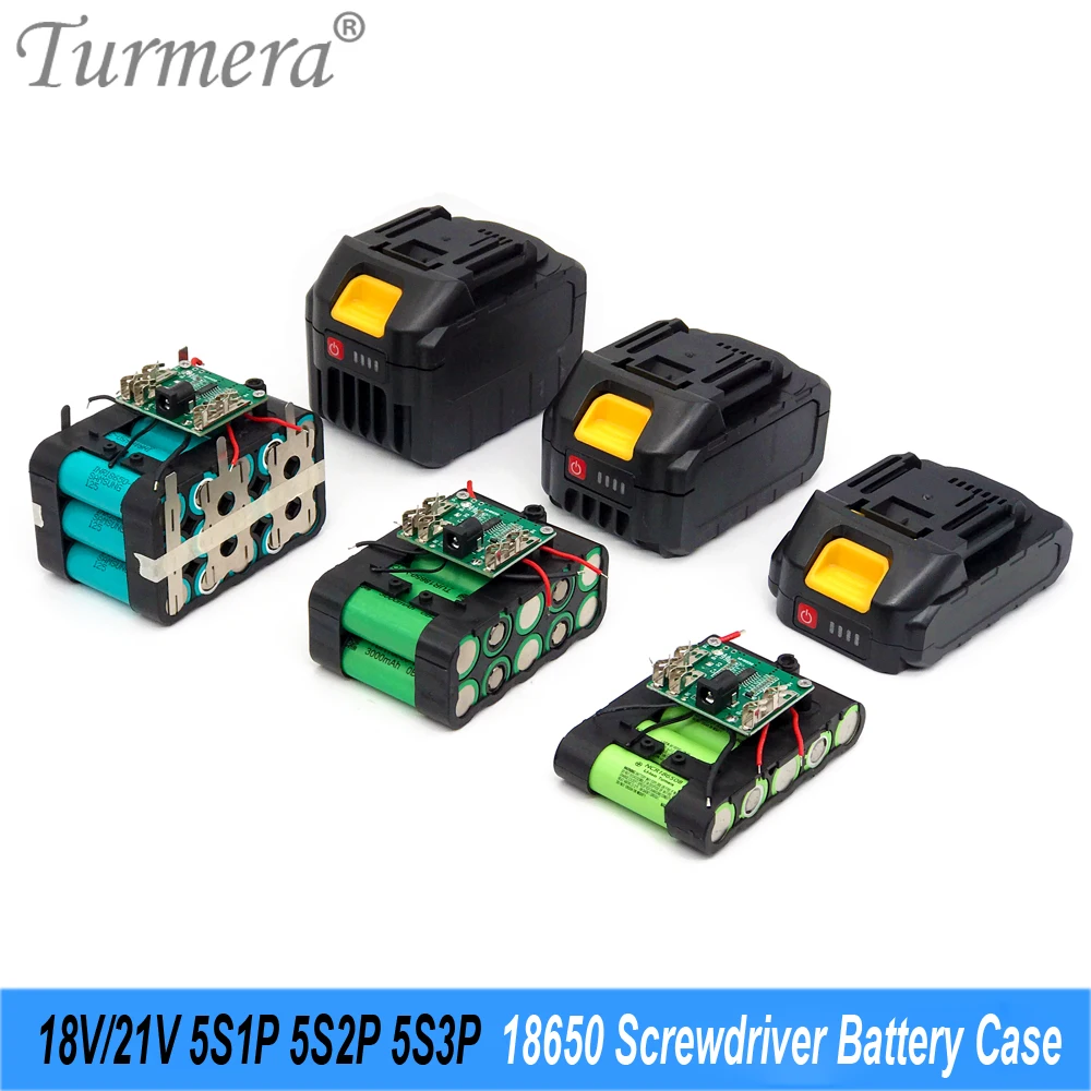 Turmera 18V 21V Screwdriver Kit Case 5S1P 5S2P 5S3P 18650 Battery Holder 5S 35A BMS Weld Nickel Use in 3Ah to 9Ah Electric Drill