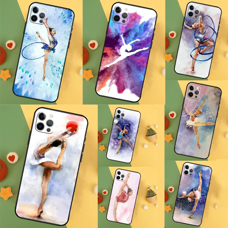 Gymnastics Oil Painting Case For iPhone 16 15 11 12 13 14 Pro Max XS Max X XR 7 8 Plus 12 13 Mini Phone Cover