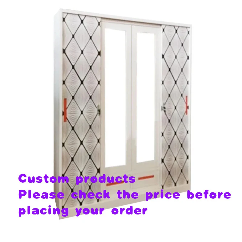 custom.Pattern Printing Sliding 2 Steel Storage Wardrobe Lemari Pakaian Besi Importa  Metal Wardrobe