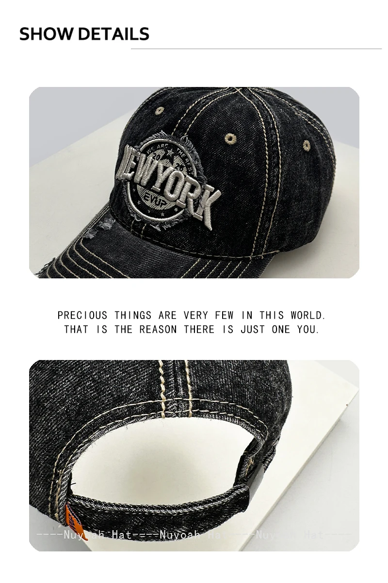 Neue Baseballkappen für Männer und Frauen mit amerikanischen Straßenbuchstaben-Stickereien, vielseitige, individuelle Schirmmützen im Used-Look, modisch. – Detail 3
