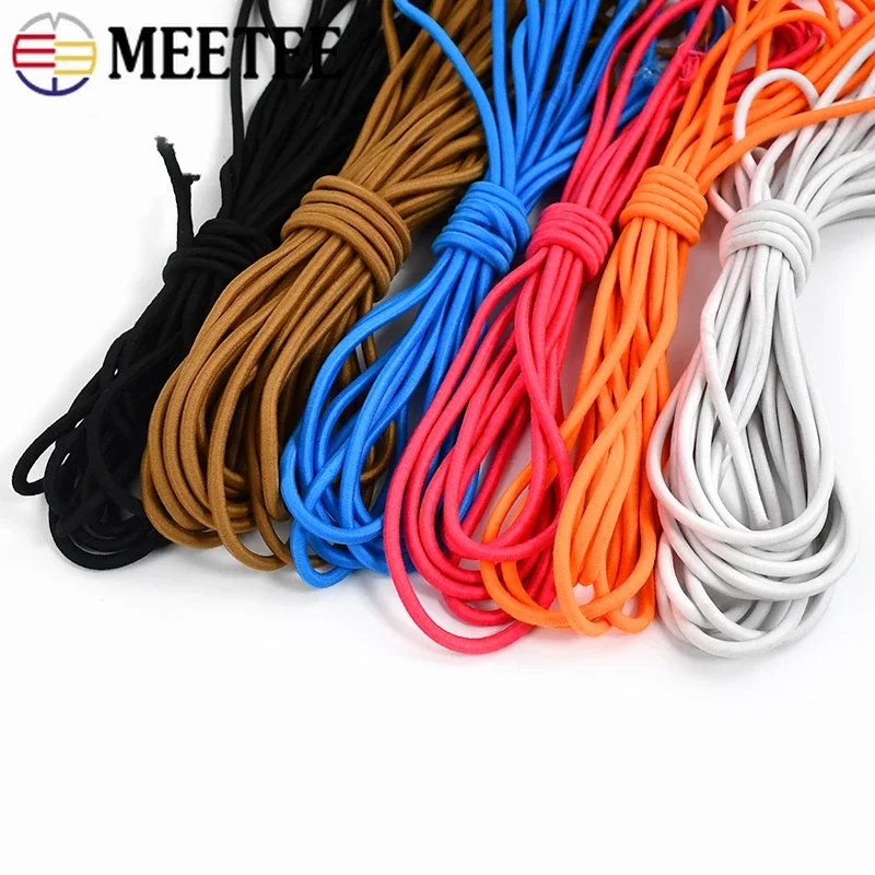 2/5/10 Metri Meetee 5mm Fascia Elastica Colorata Rotonda Corda Elastica Cavo Vestiti Per Capelli Primavera Elastici Accessorio Per Cucire