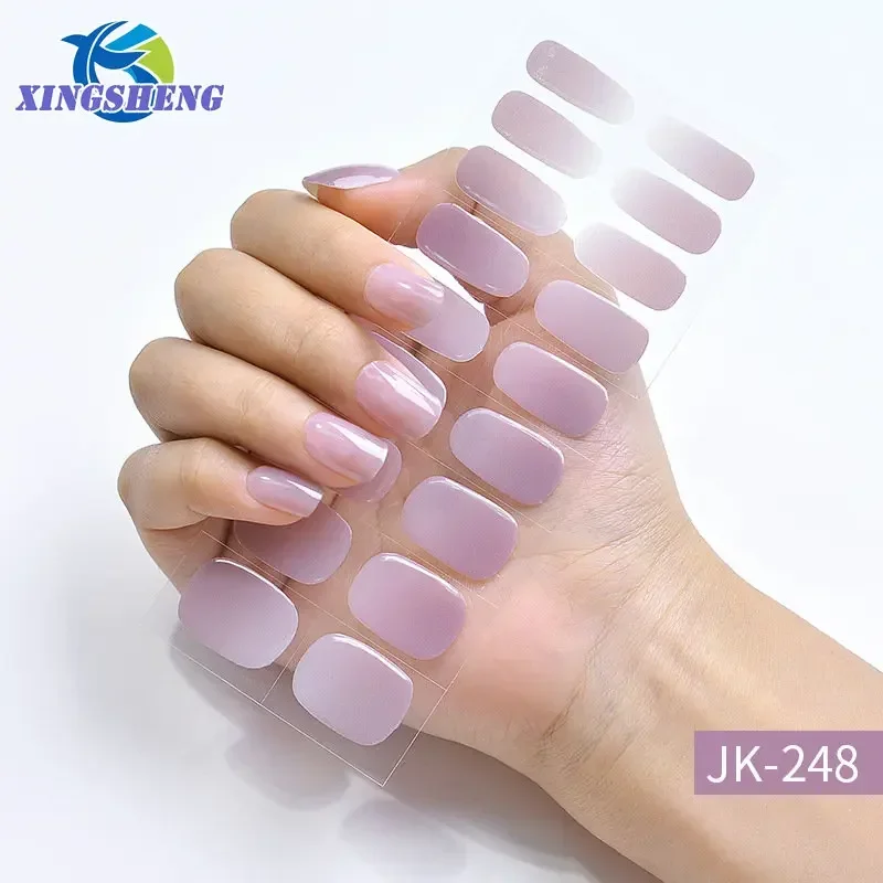 New Arrival Nail Charms Gel Sticker Wraps Simple Solid Color Semi Cured Gel Nail Sticker set for UV Lamp Designer Nail Art Decor