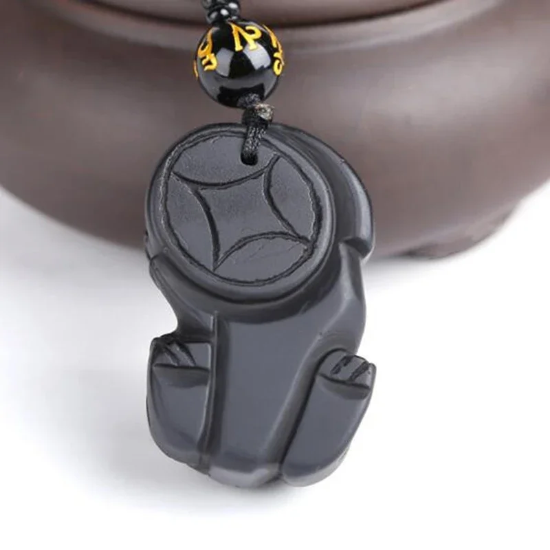 Natural Obsidian Pixiu Pendant Jewelry Fine Jewelry Lucky to ward off evil spirits Auspicious Safety  Amulet Pendant Jewelry