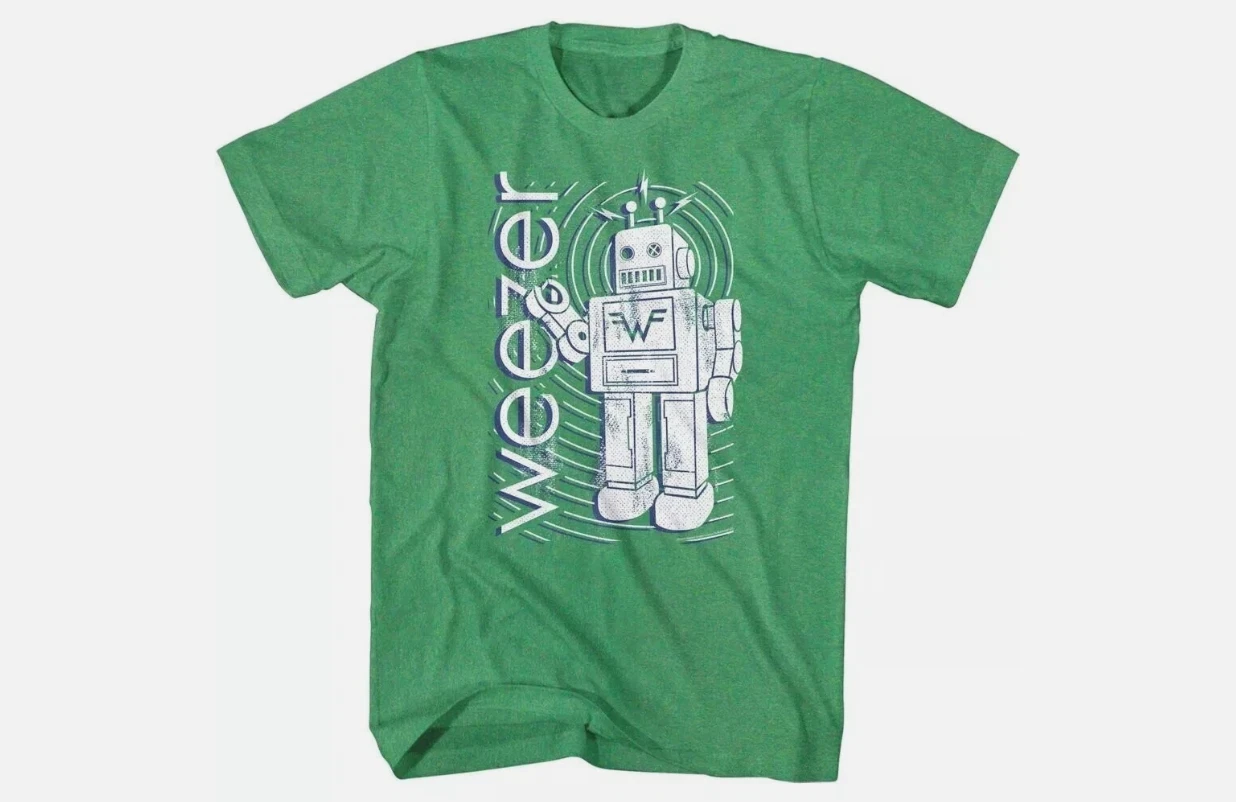 Weezer Robot Alternative Rock Band T-shirt Fan Casual T-shirt Street Style Outdoor Daily Outfit