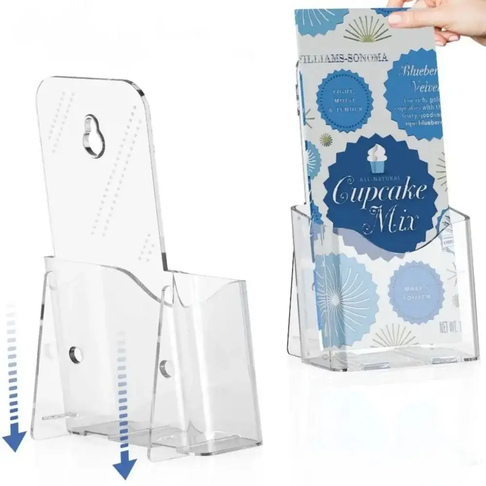 Menu Plastic A6 Brochure Holder Clear Acrylic Wall Mount Countertop Organizer Flyer Display Stand Men view 5