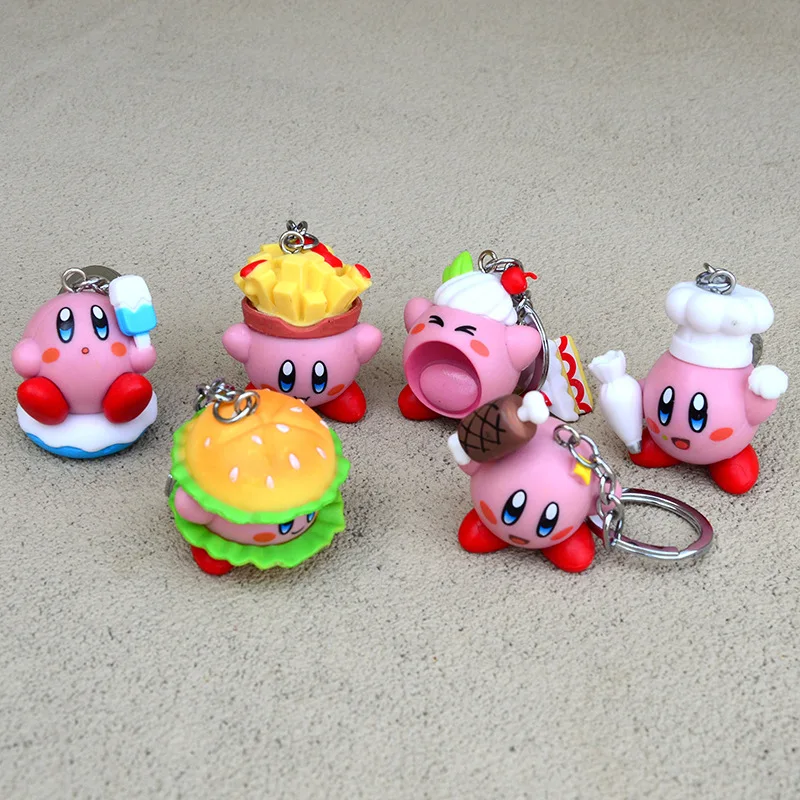 Kirbies Anime Keychains Pendant Keyrings Hanging Cute Doll Key Holder Bag Car Purse Accessories DIY Jewelry Party Children Gifts