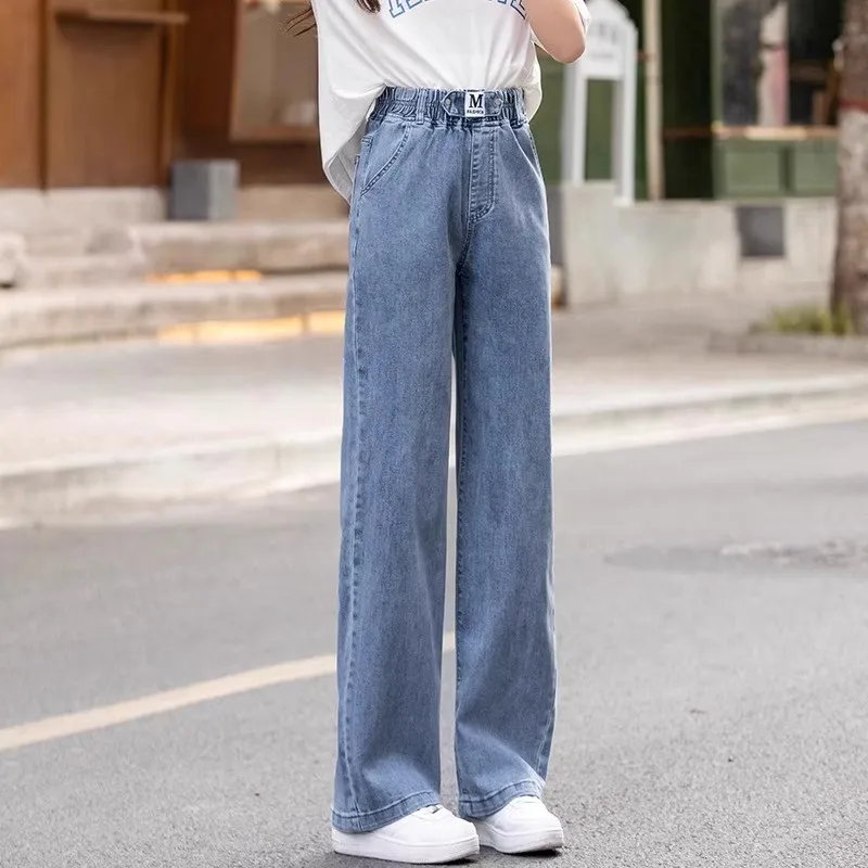 

High Waist Straight Leg Jeans Women's Loose Fit Long Trousers Spring Autumn New Style Floor Length Draping Slimming Denim