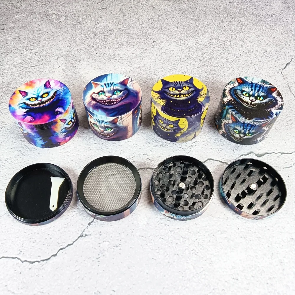 2inch Cat Cartoon Metal Herb Grinder Grass Cigar Smoking Crusher 4-Layers Mill Mortar Tobacco Vanilla Bud Grinder Cigarette Tool