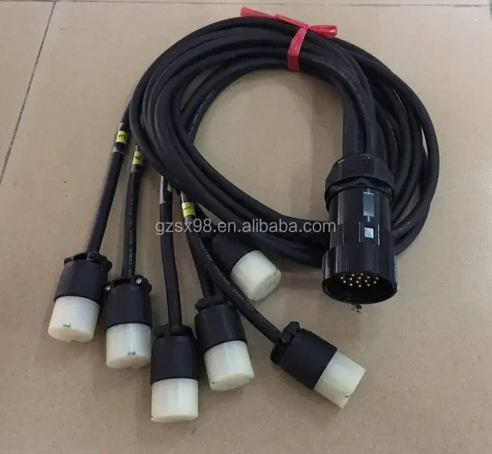 12 AWG power wire socapex breakout cable to US Edison duplex connectors