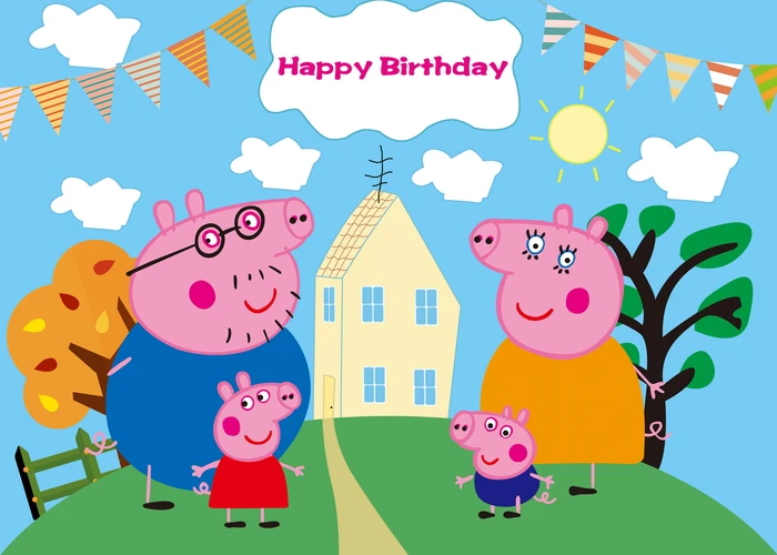 Cartoon Peppa Pig Birthday Party Background Decor for Children Happy Birthday Party Supplies Baby Shower Photography Backdrop