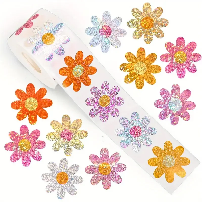 100-500pcs Glitter Flower PatternDesign Stickers Party Gift Wrapping Label Children Scrapbook Cute Stationery Stickers