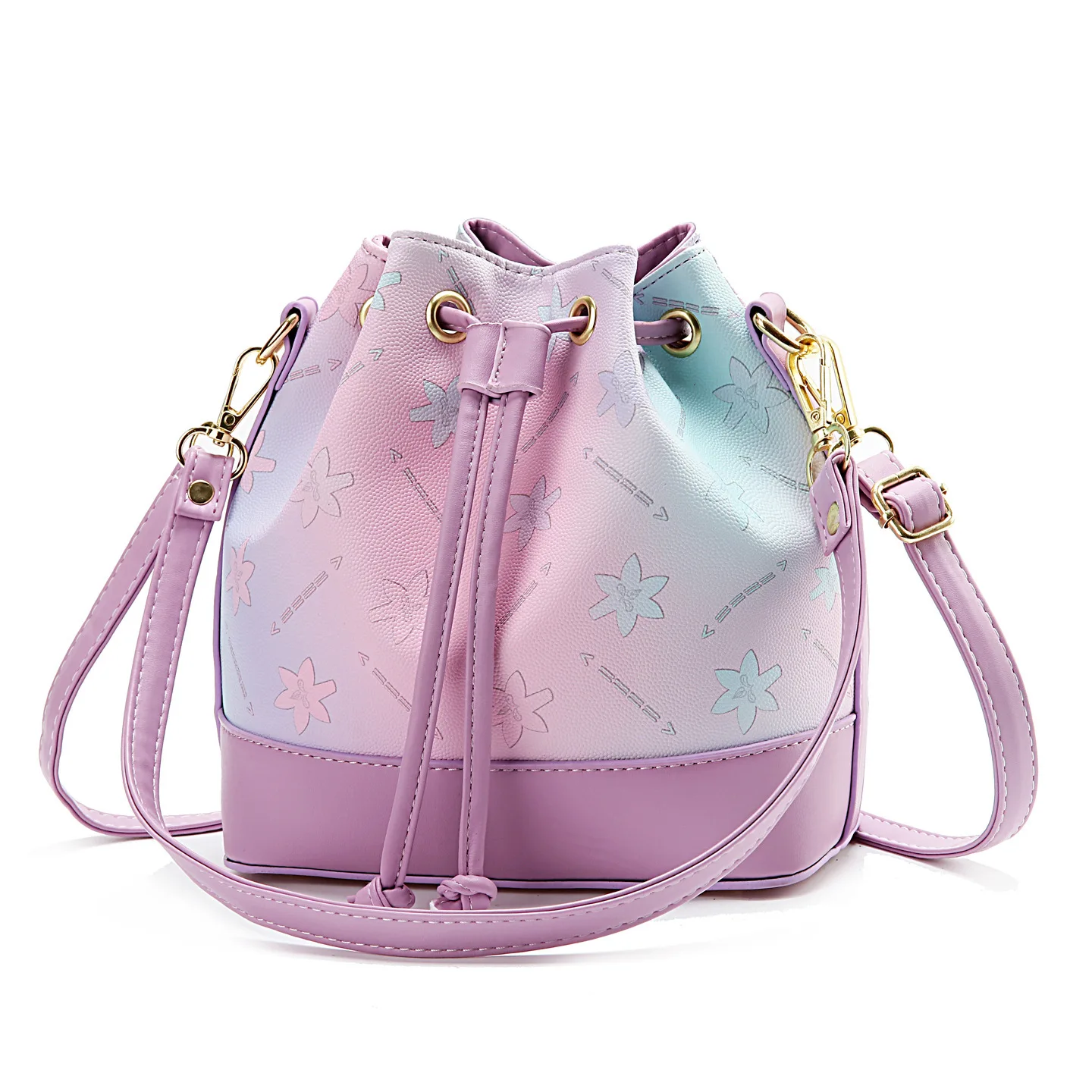 Bolsos de mano para mujer a la moda, Color degradado, arcoíris, gran capacidad, bolso tipo cubo, bandolera