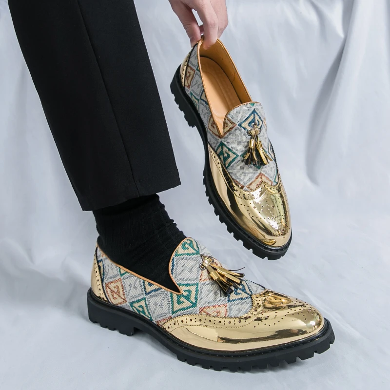 

Повседневная мужская обувь с кисточками и цветными блоками, стили дизайна для отдыха, вечеринки, уличной моды, уличные лоферы больших размеров 38-46, хит продаж
