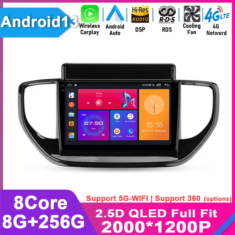 

2K For Hyundai Solaris 2 II 2020 - 2021 Android 13 No 2din 2 din dvd Car Radio Multimedia Video Player Navigation GPS Carplay